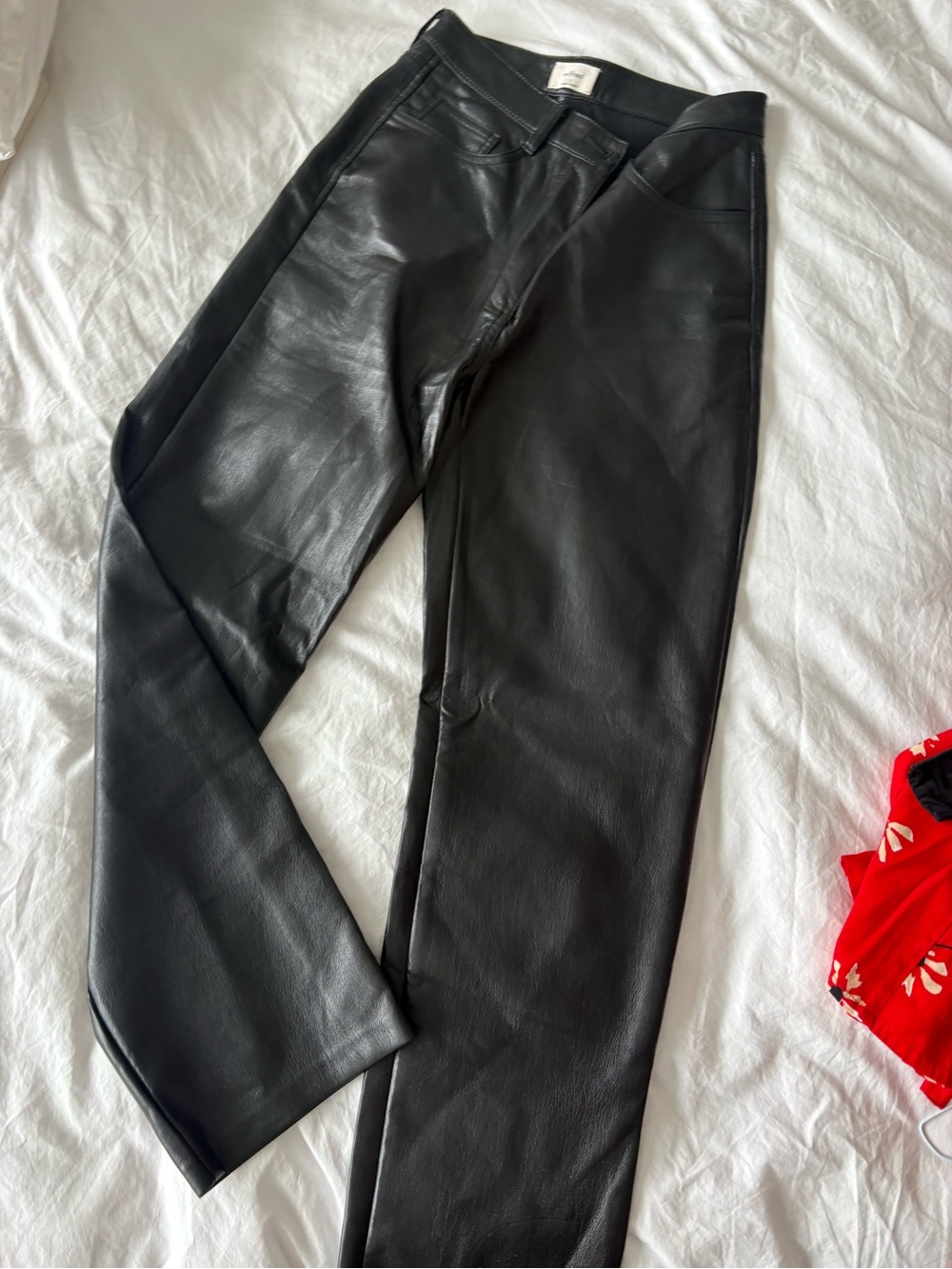 Wilfred Black Faux Leather Straight Jeans